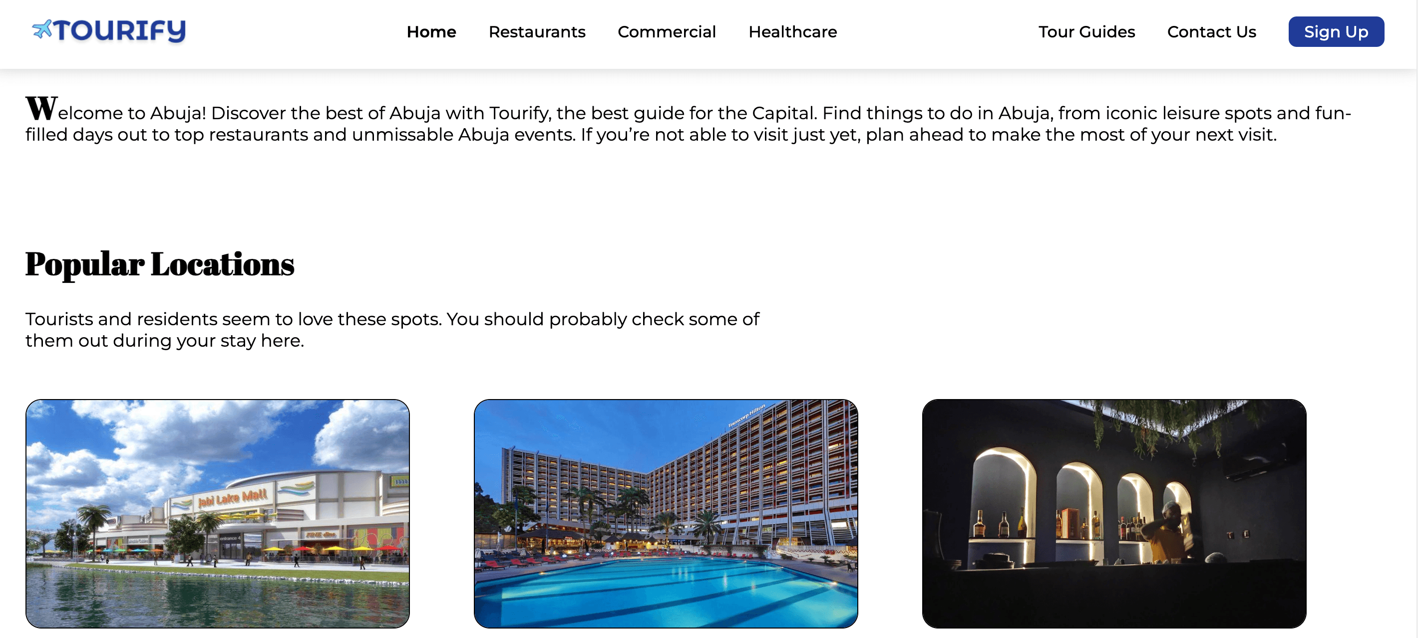 Tourify project screenshot